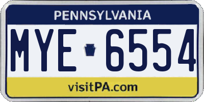 PA license plate MYE6554