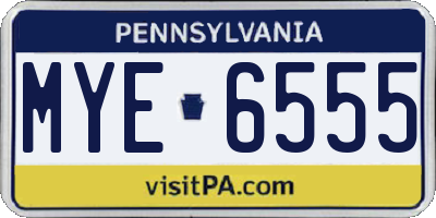 PA license plate MYE6555