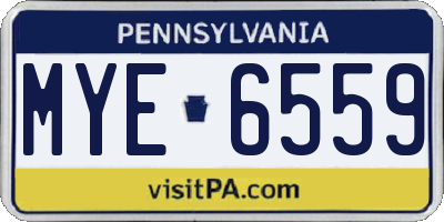 PA license plate MYE6559