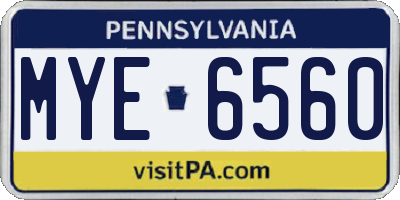 PA license plate MYE6560
