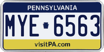 PA license plate MYE6563