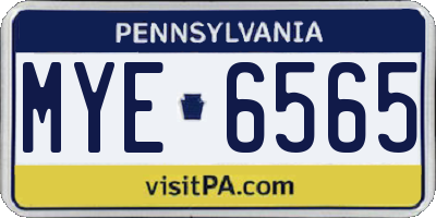 PA license plate MYE6565