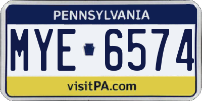 PA license plate MYE6574
