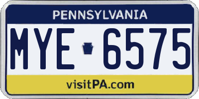 PA license plate MYE6575