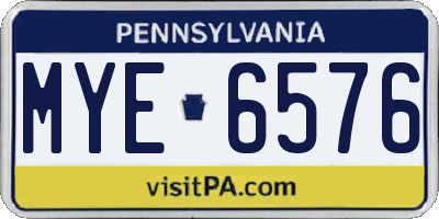 PA license plate MYE6576