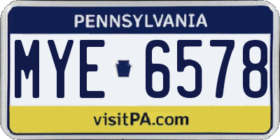 PA license plate MYE6578