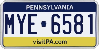 PA license plate MYE6581