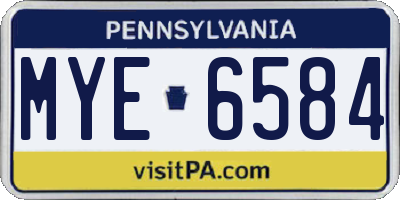 PA license plate MYE6584