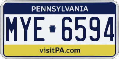 PA license plate MYE6594