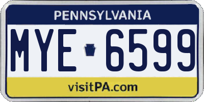 PA license plate MYE6599