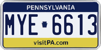 PA license plate MYE6613