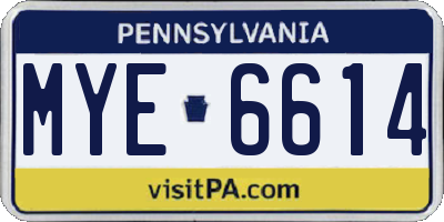 PA license plate MYE6614