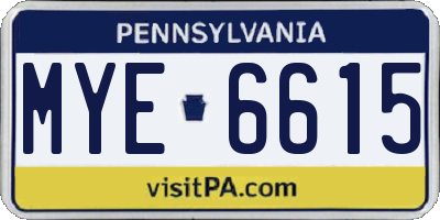 PA license plate MYE6615