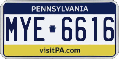 PA license plate MYE6616