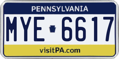 PA license plate MYE6617