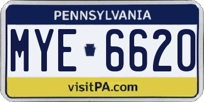 PA license plate MYE6620