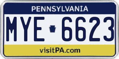 PA license plate MYE6623
