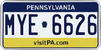 PA license plate MYE6626