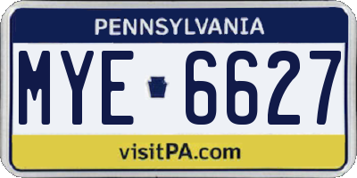 PA license plate MYE6627