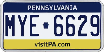 PA license plate MYE6629