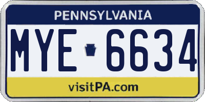 PA license plate MYE6634