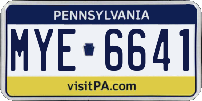 PA license plate MYE6641