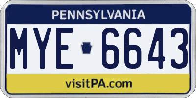 PA license plate MYE6643