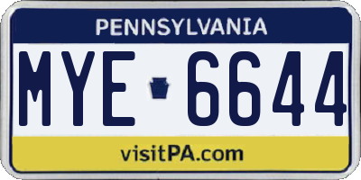 PA license plate MYE6644