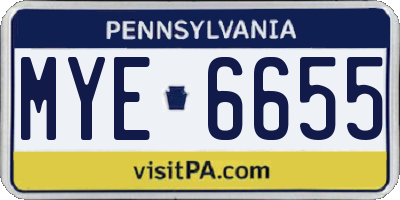 PA license plate MYE6655