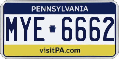 PA license plate MYE6662