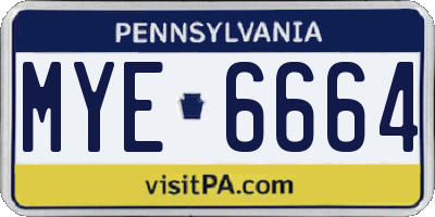 PA license plate MYE6664
