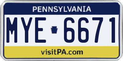 PA license plate MYE6671