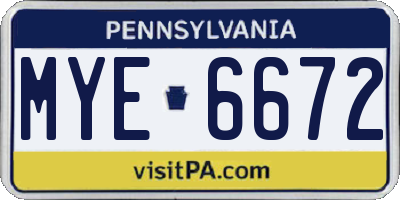 PA license plate MYE6672