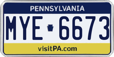 PA license plate MYE6673