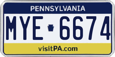 PA license plate MYE6674
