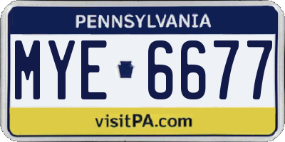 PA license plate MYE6677