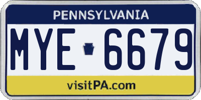 PA license plate MYE6679