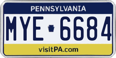 PA license plate MYE6684