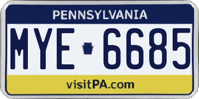 PA license plate MYE6685