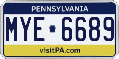 PA license plate MYE6689