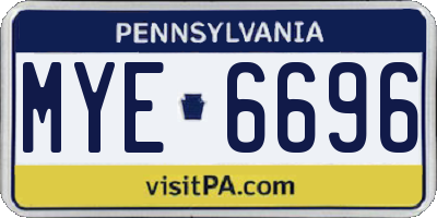PA license plate MYE6696
