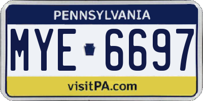 PA license plate MYE6697