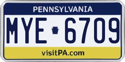 PA license plate MYE6709