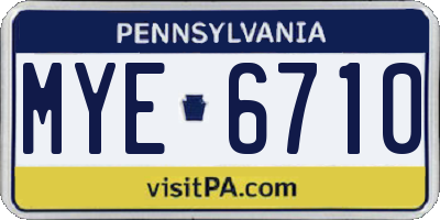 PA license plate MYE6710