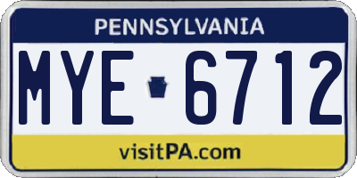 PA license plate MYE6712