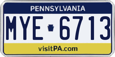 PA license plate MYE6713