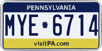 PA license plate MYE6714