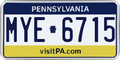 PA license plate MYE6715