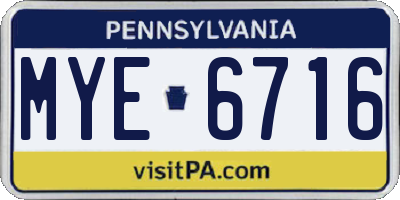 PA license plate MYE6716