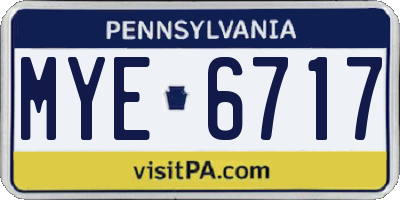 PA license plate MYE6717